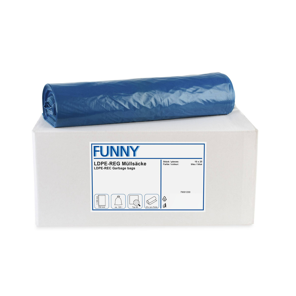LDPE-Regenerat Müllsacke, blau, - 10 Rollen