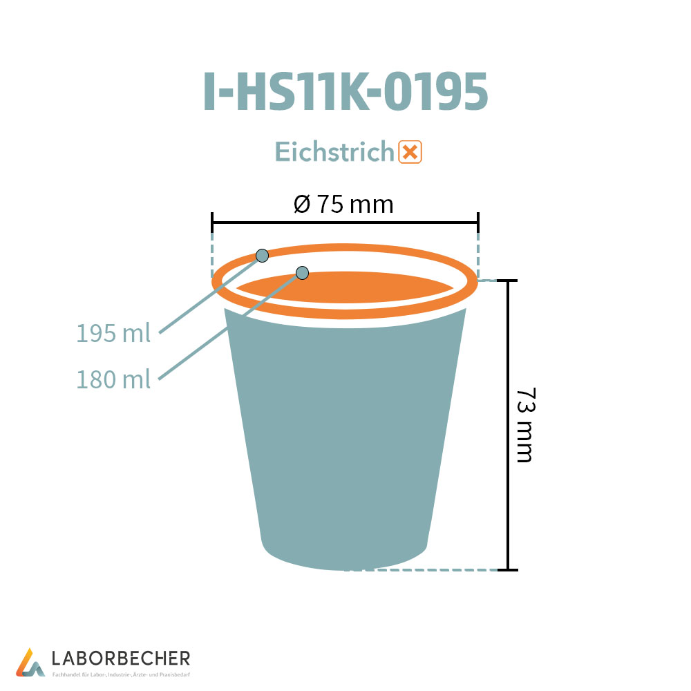 Becher 195 ml max., Ø 75 x H 73 mm, PS, klar 2400 Stück