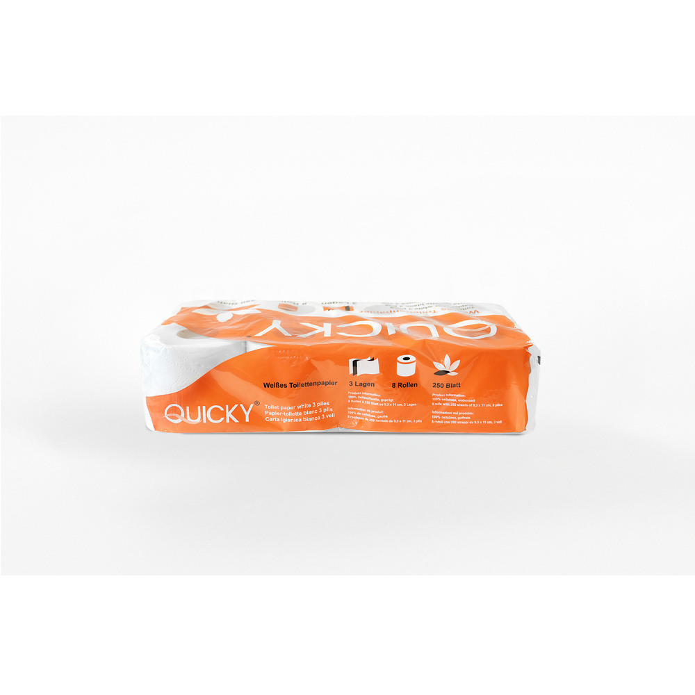 Toilettenpapier 3-lagig, 250 Blatt, Zellstoff - 48 Rollen