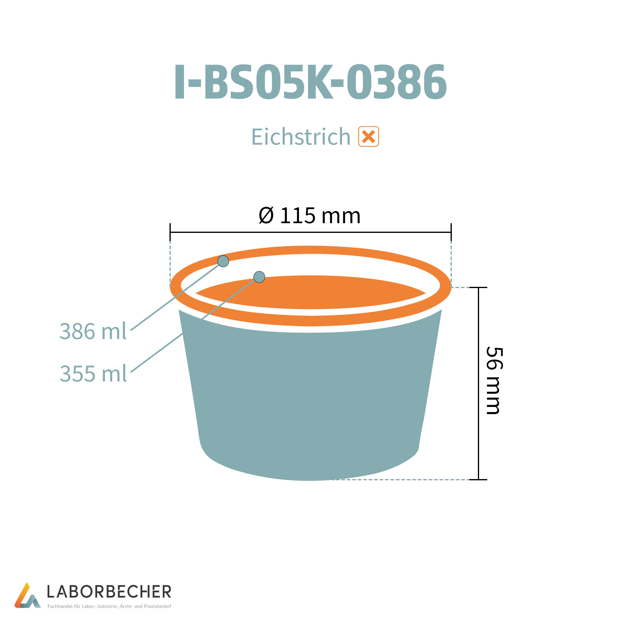 Becher 386 ml max., Ø 115 x H 56 mm, PP, klar - 500 Stück