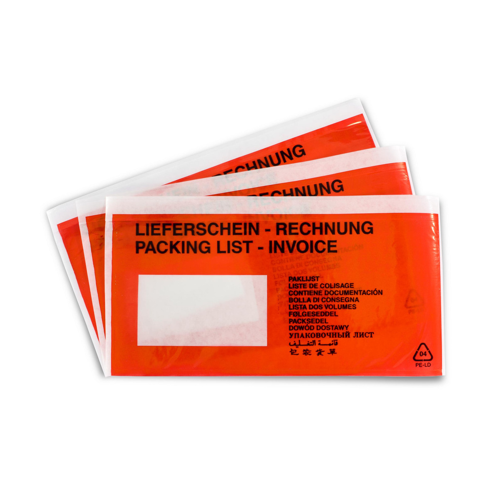 Lieferscheintaschen, rot, 240 x 130 mm - 1000 Stück