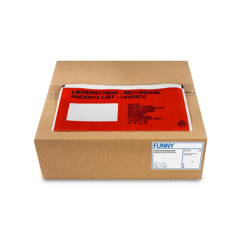 Lieferscheintaschen, rot, 240 x 130 mm - 1000 Stück