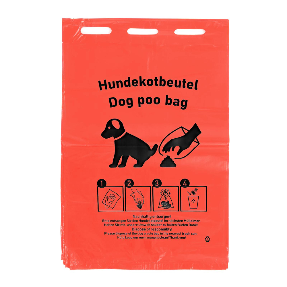 HDPE Hundekotbeutel, rot, mit schwarzem Druck - 2000 Stück