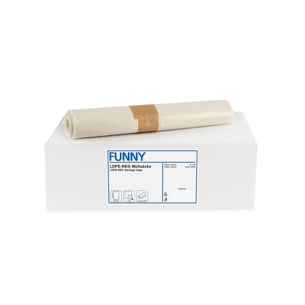 LDPE-Regenerat Müllbeutel, weiß extra - 10 Rollen