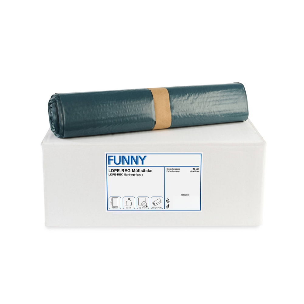 LDPE-Regenerat Müllsäcke, blau - 10 Rollen