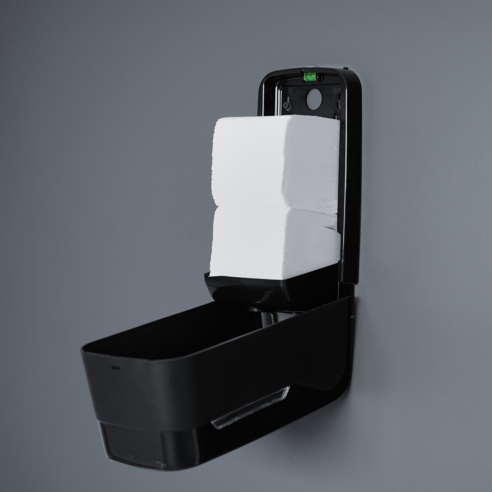 Toilettenpapier Einzelblatt-Spender, Mini, schwarz matt, Kunststoff - 1 Stück