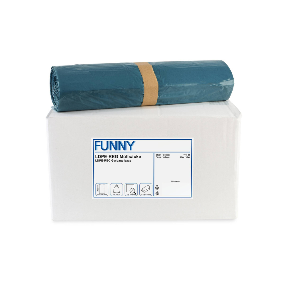LDPE-Regenerat Müllsäcke, blau - 10 Rollen