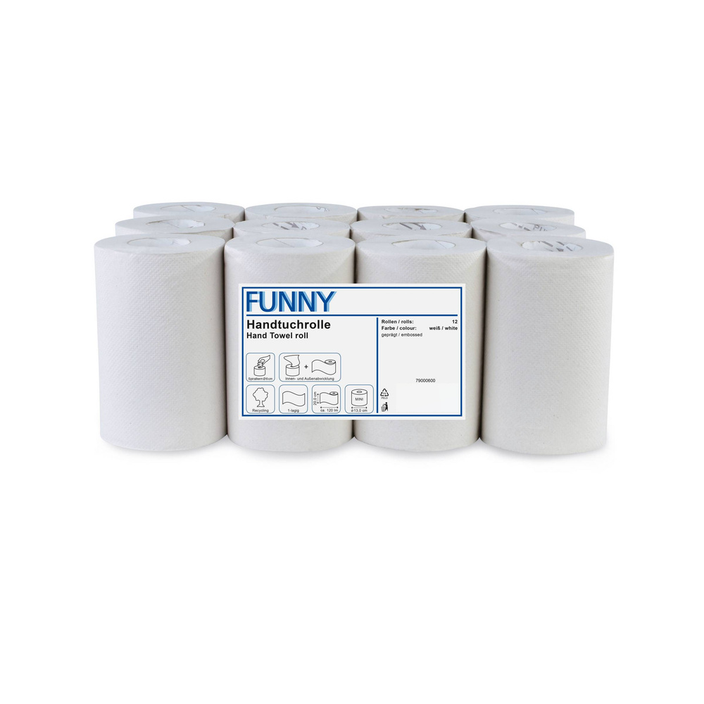 Handtuchrolle MINI 200 mm, 1-lagig, Recyclingpapier - 12 Rollen