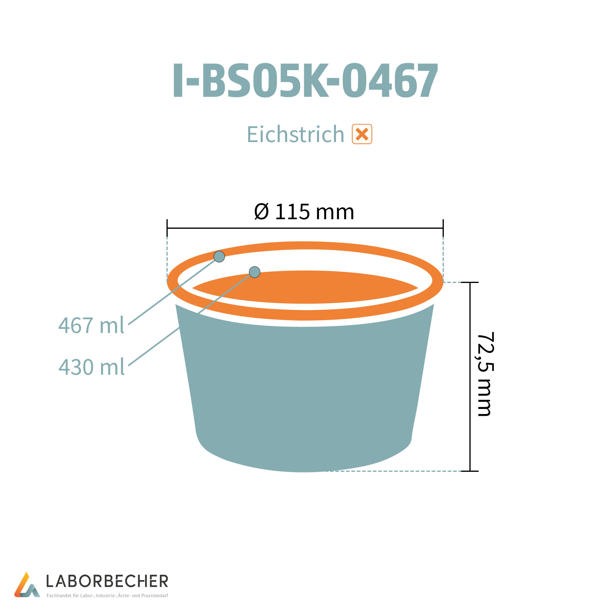 Becher 467 ml max., Ø 115 x H 72,5 mm, PP, klar - 500 Stück