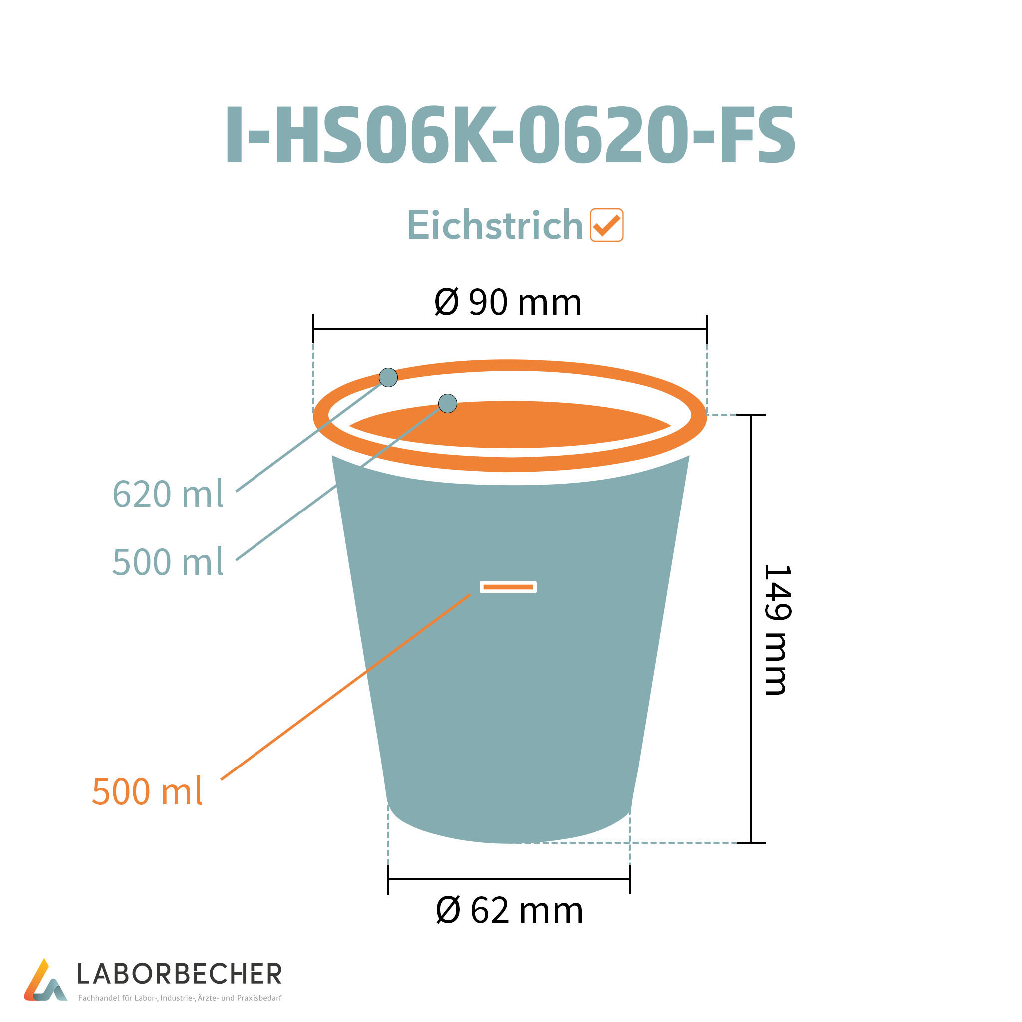 Becher 620, Ø90 x 149, PP, klar mit Füllstrich - 528 Stück