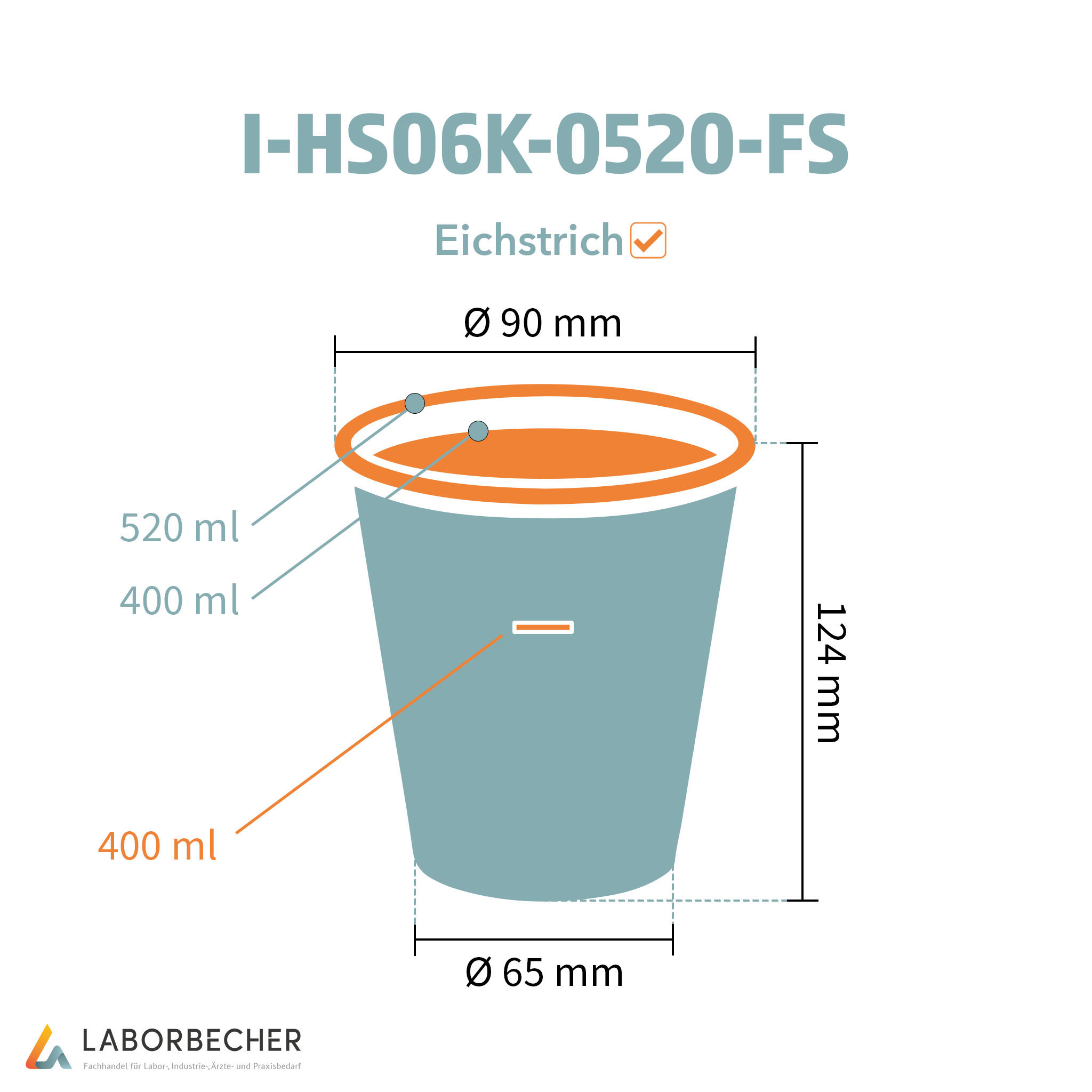 Becher 520, Ø90 x 124, PP, klar mit Füllstrich - 640 Stück