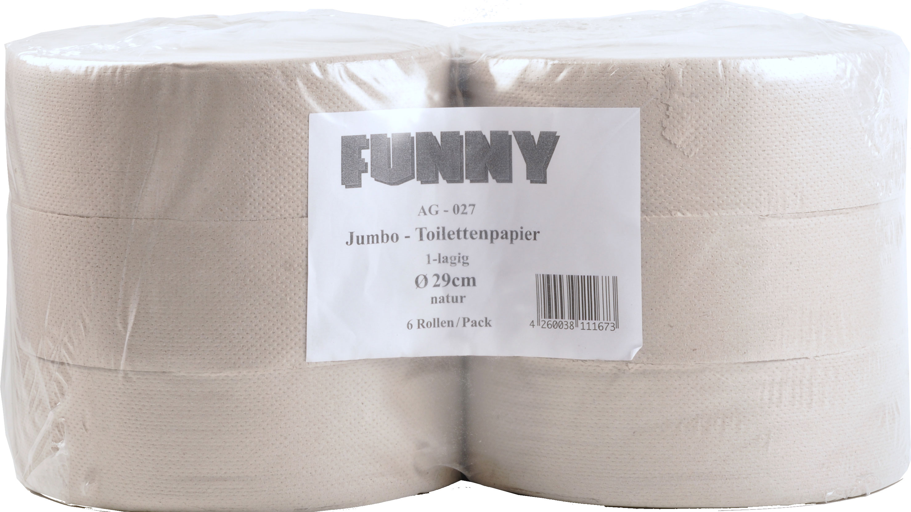 Jumbo Toilettenpapier aus Recyclingpapier 1-lagig, 9 cm, Ø28 cm, grau (6 Rollen)