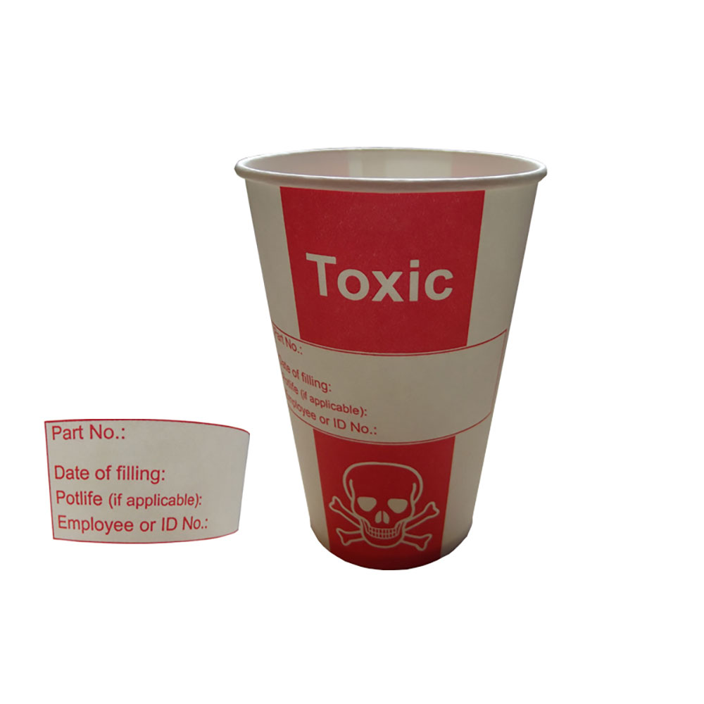 Toxicbecher 500 Ø90x168mm 500ml PAP/PE weiß mit rotem Toxic-Hinweis - 1000 Stück