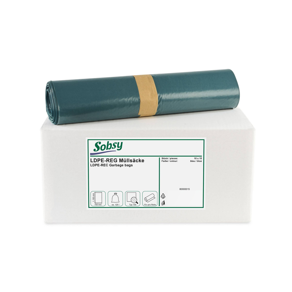 LDPE-Regenerat Müllsäcke, blau, - 10 Rollen
