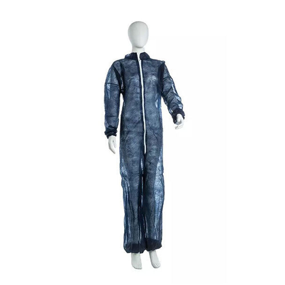 10 x Ampri Med Comfort PP-Overall mit Stehkragen blau Größe L