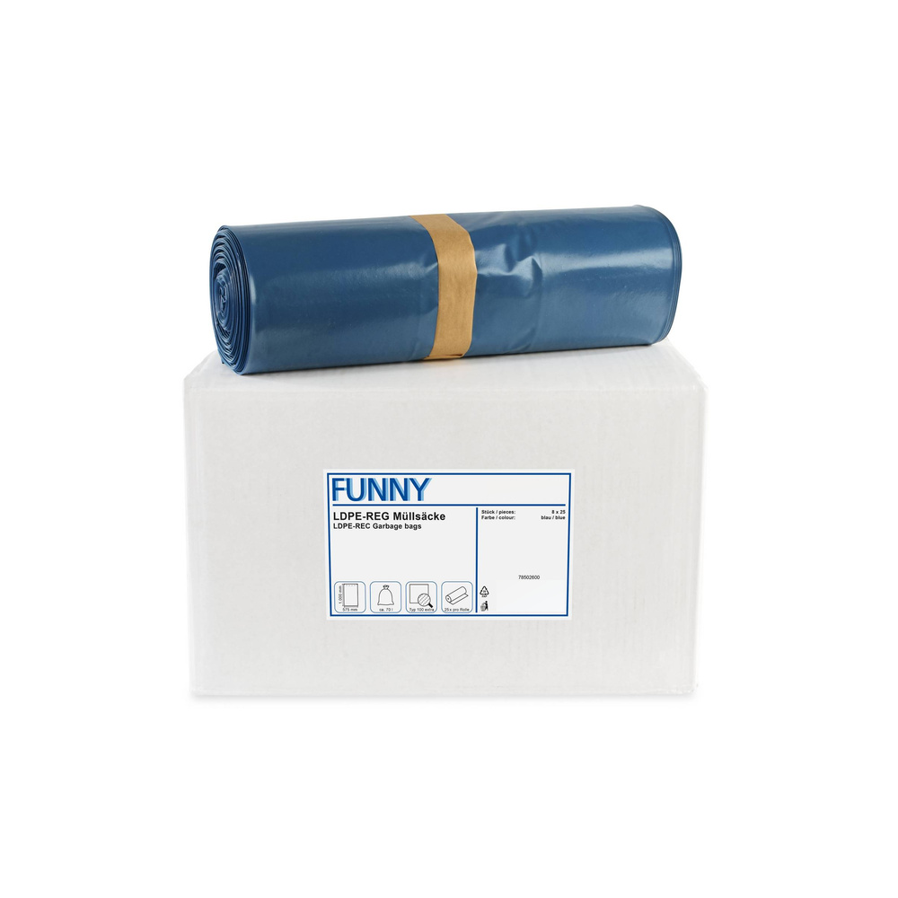 LDPE-Regenerat Müllsäcke, blau, - 8 Rollen