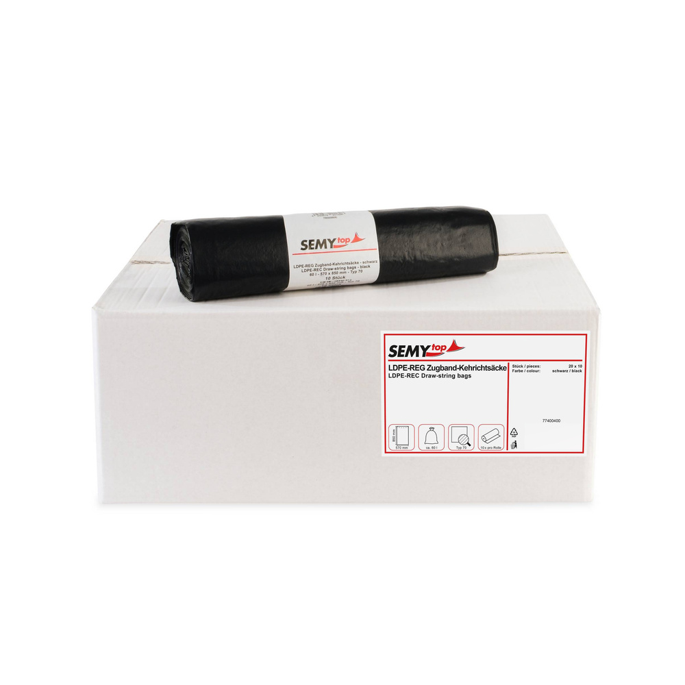 LDPE-Reg. Zugband-Kehrichtsäcke,, LDPE-Regenerat - 20 Rollen