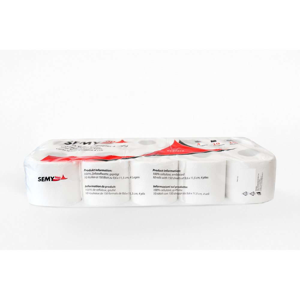Toilettenpapier 4-lagig, 150 Blatt, Zellstoff - 80 Rollen