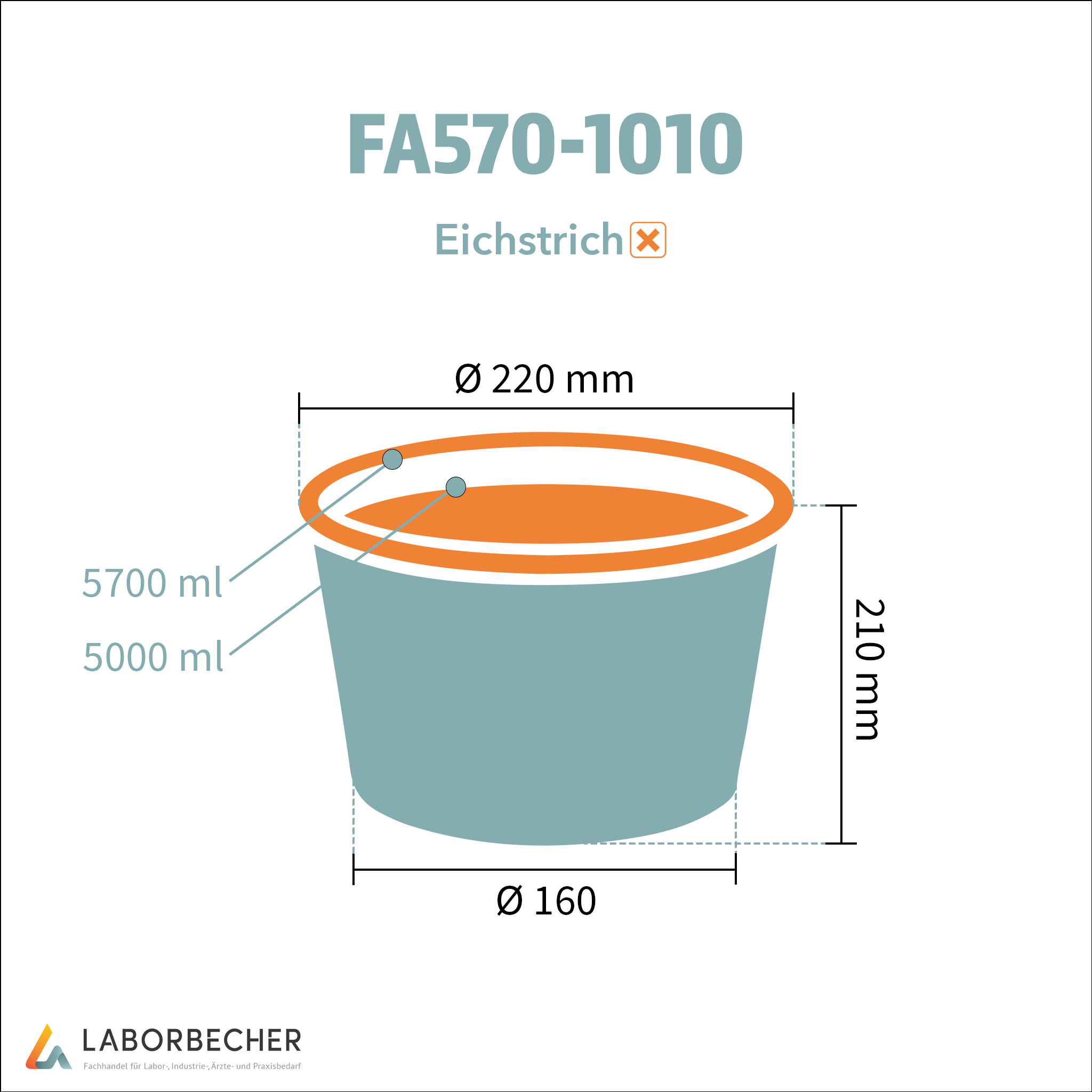 Hartpapierbecher 5700 ml max., Ø 220 x H 210 mm, 5000 ml, PAP/PE-beschichtet, weiß - 120 Stück
