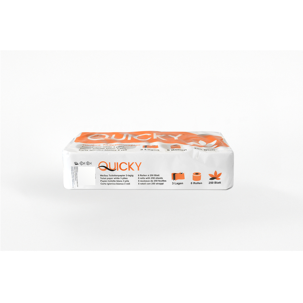 Toilettenpapier 3-lagig, 250 Blatt, Zellstoff - 48 Rollen