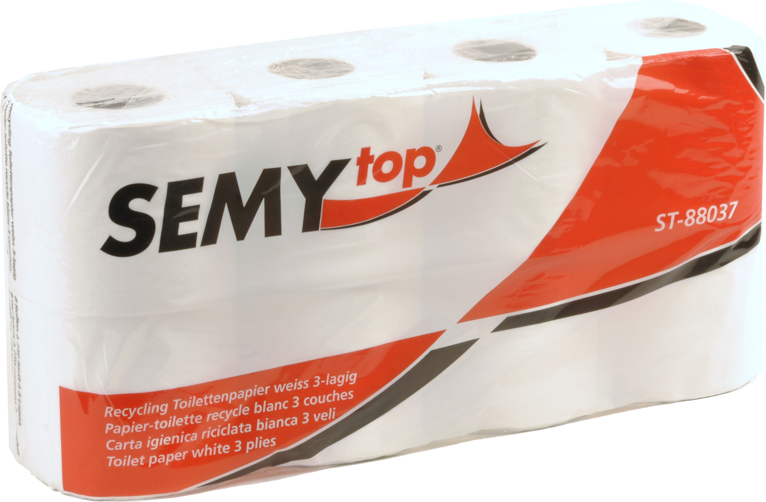 Toilettenpapier 3-lagig, 9,6x10,5 cm, weißlich, 250 Blatt (7x8 Rollen)