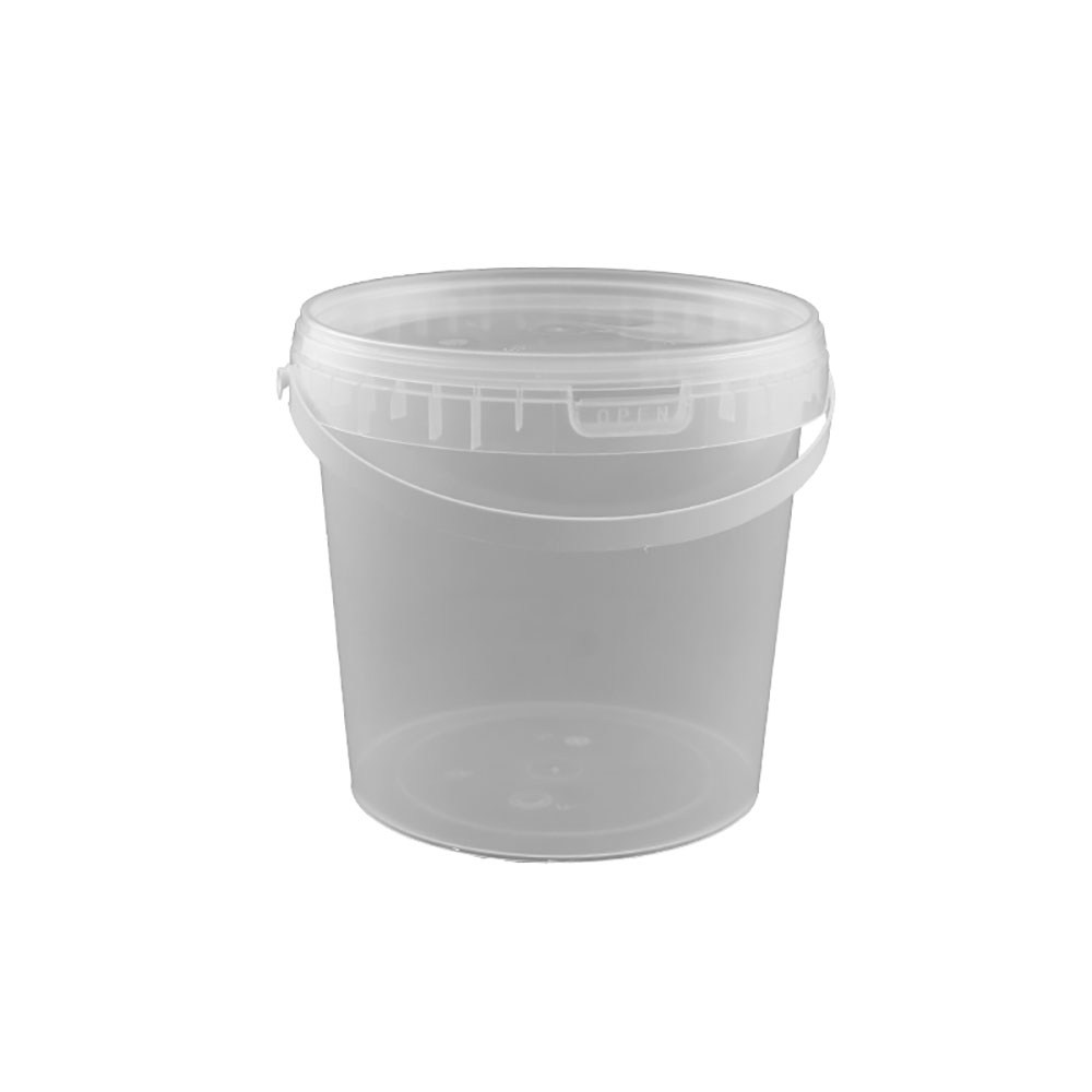 Behälter 1650 ml max., Ø  145 x H 136 mm, PP, mit Deckel, Originalitätsverschluss, Henkel, klar - 800 Stück