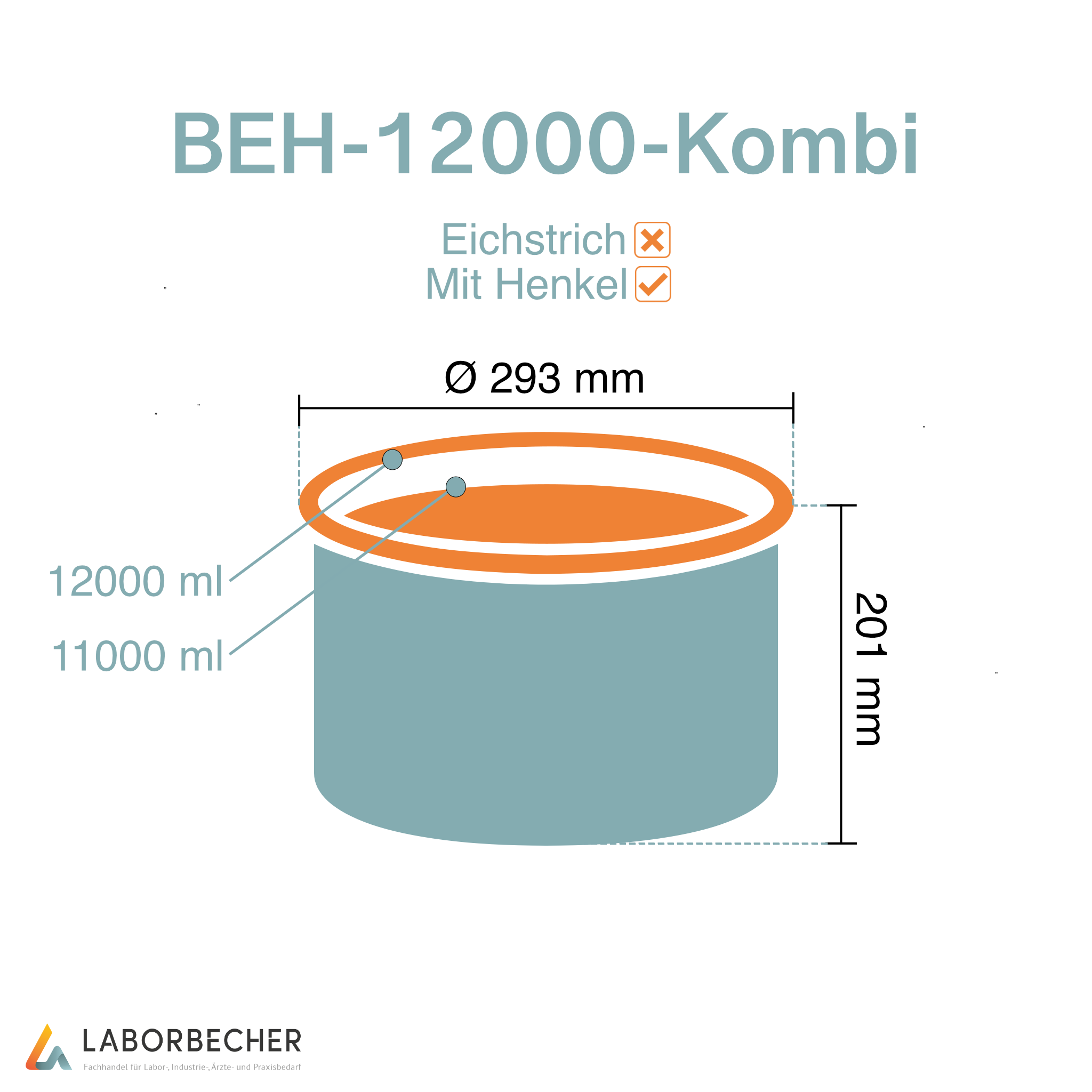 Behälter 12000 ml max., Ø  293 x H 201 mm, PP, mit Deckel, Originalitätsverschluss, Henkel, weiß - 550 Stück