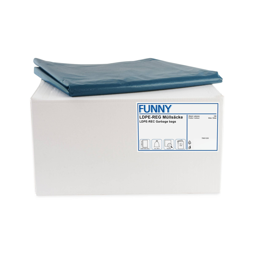 LDPE-Regenerat Müllsäcke, blau, lose - 100 Stück