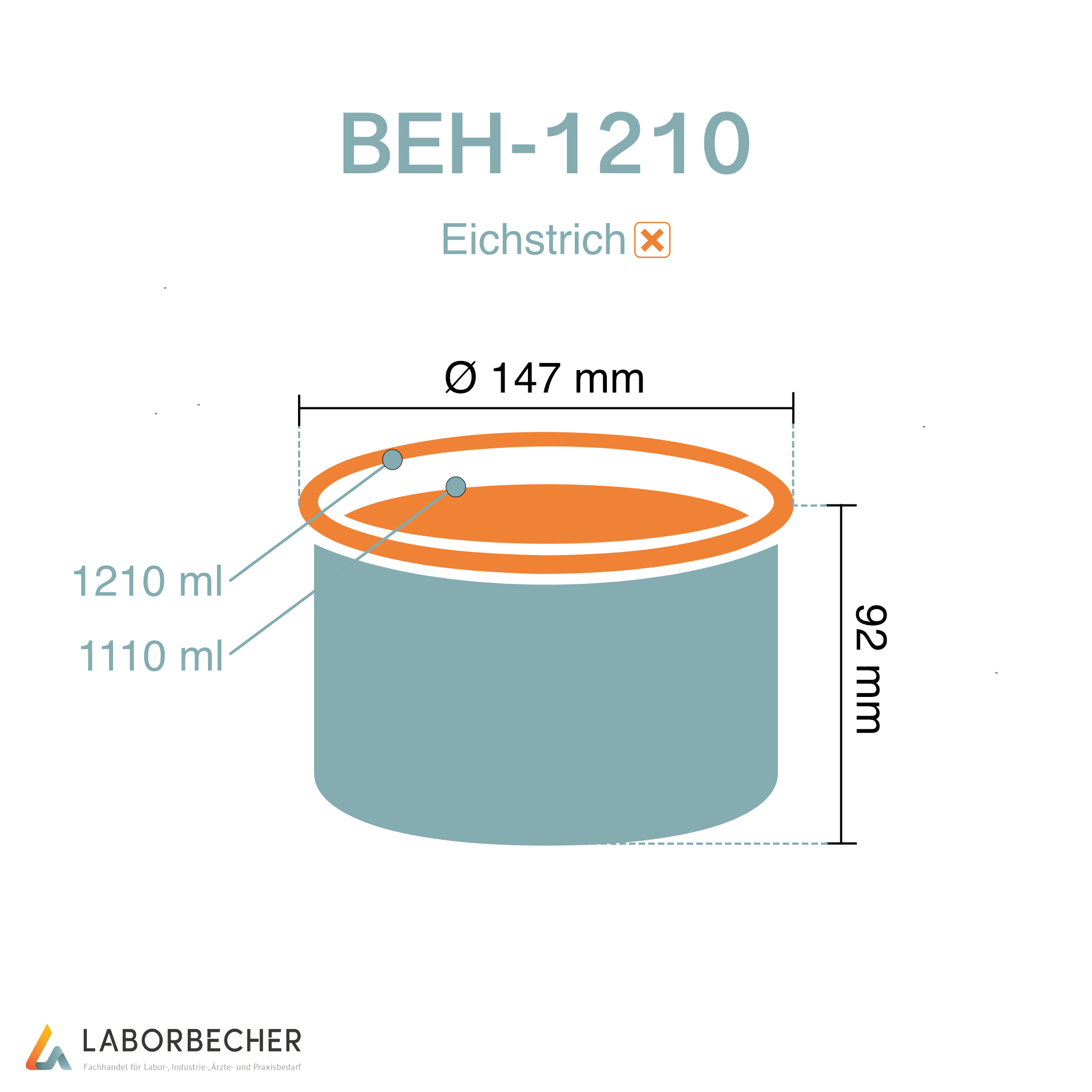 Behälter 1210 ml max., Ø  147 x H 92 mm, PP, rund, klar - 20 Stück
