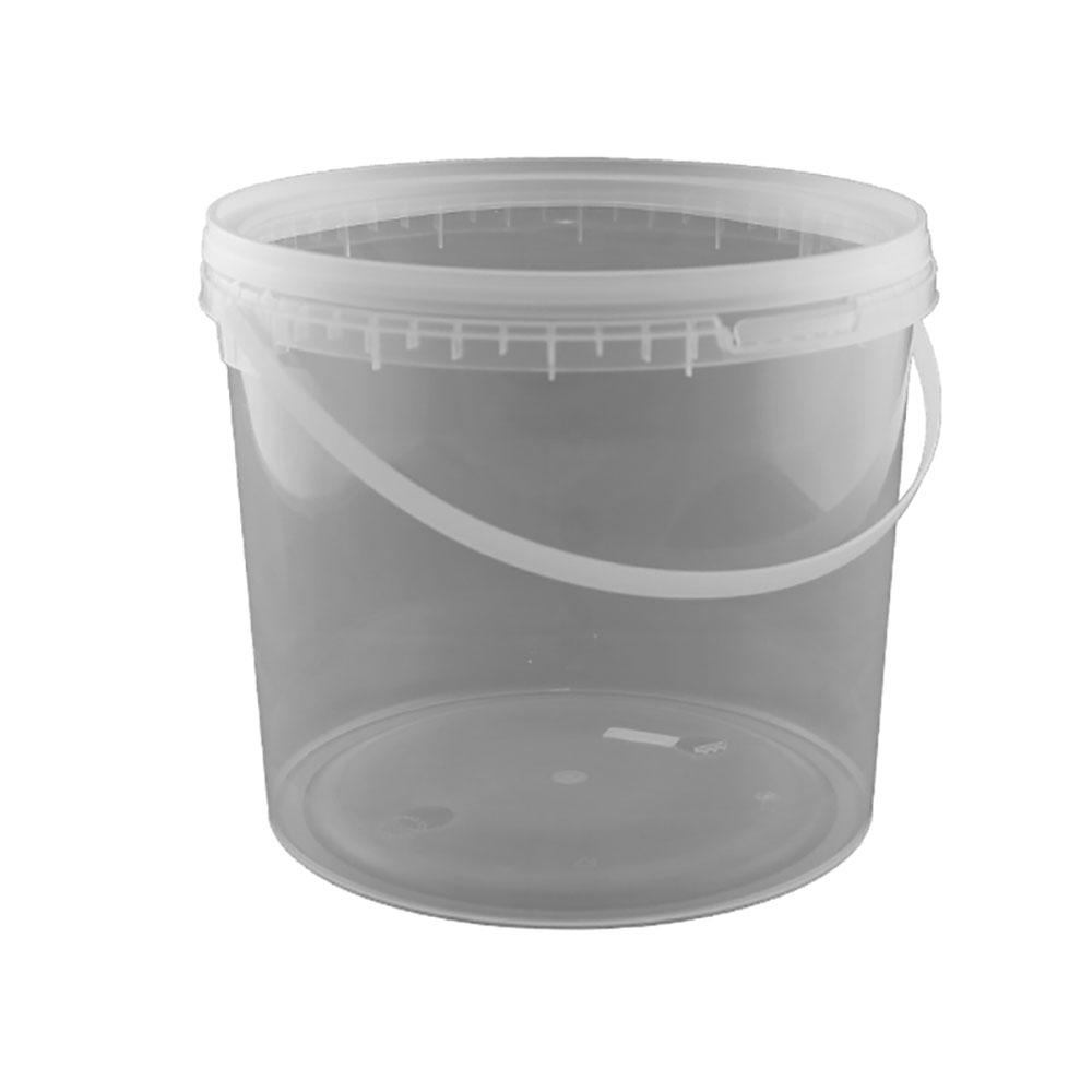 Behälter 6000 ml max., Ø  220 x H 180 mm, PP, mit Deckel, Originalitätsverschluss, Henkel, klar - 10 Stück