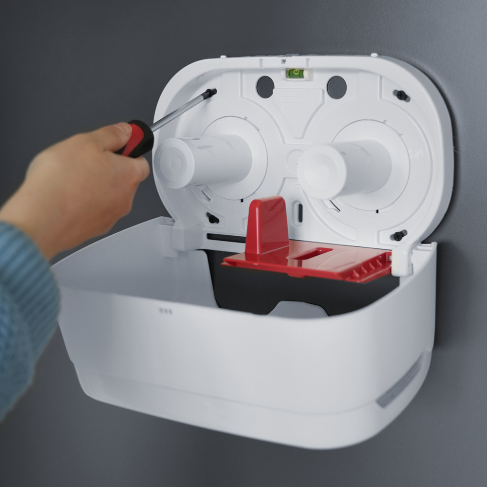 Toilettenpapierspender, für 2 Rollen, weiß matt, Kunststoff - 1 Stück