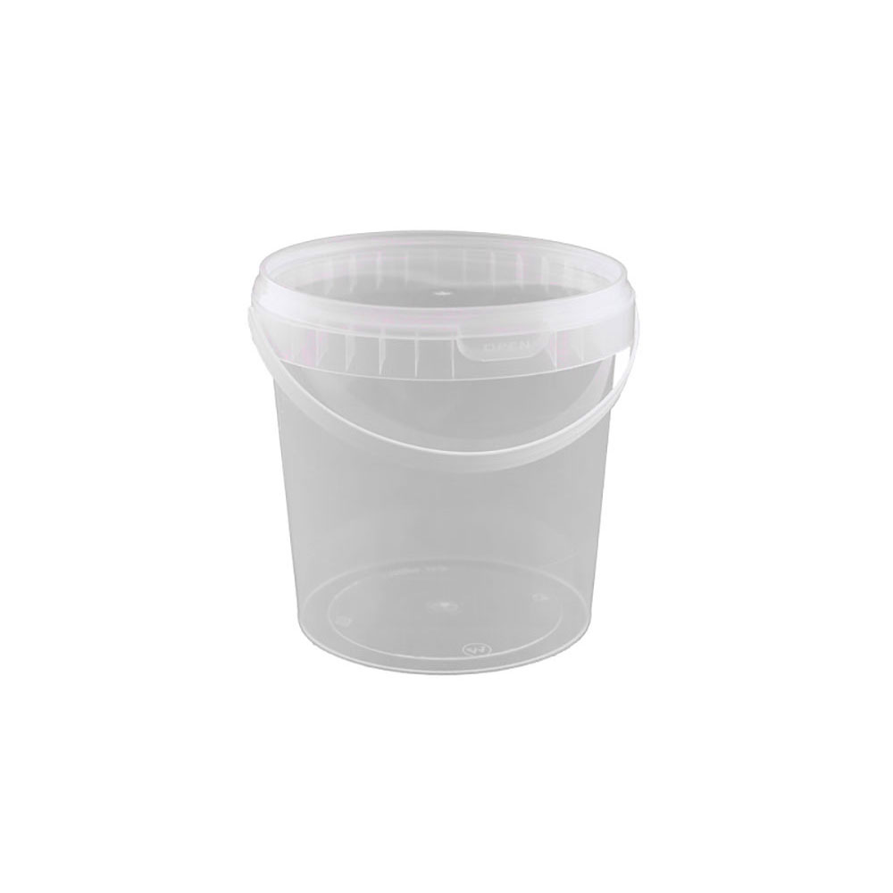 Behälter 1180 ml max., Ø  120 x H 130 mm, PP, mit Deckel, Originalitätsverschluss, Henkel, klar - 170 Stück
