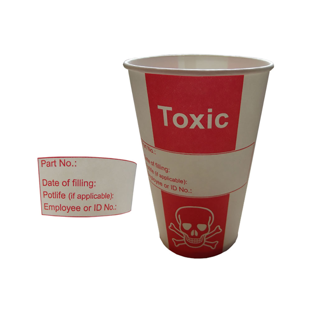 Toxicbecher 200 Ø70x89mm 180ml PAP/PE weiß mit rotem Toxic-Hinweis - 2500 Stück