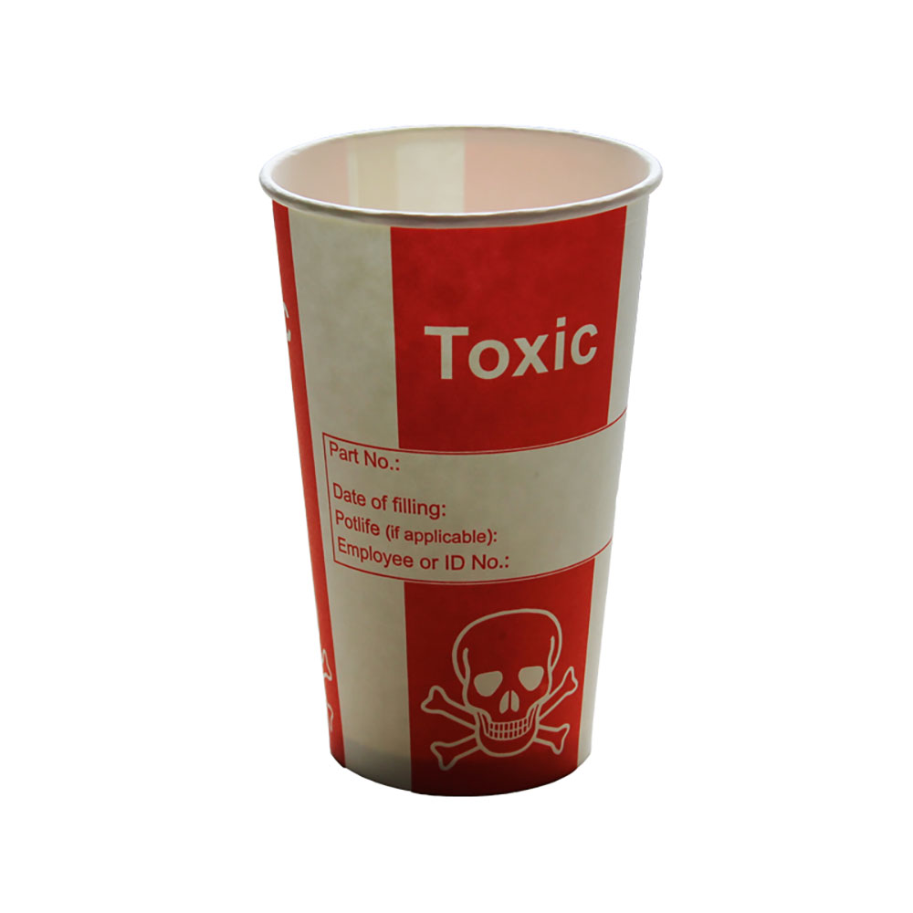 Toxicbecher 400 Ø90x135mm 400ml PAP/PE weiß mit rotem Toxic-Hinweis - 2500 Stück