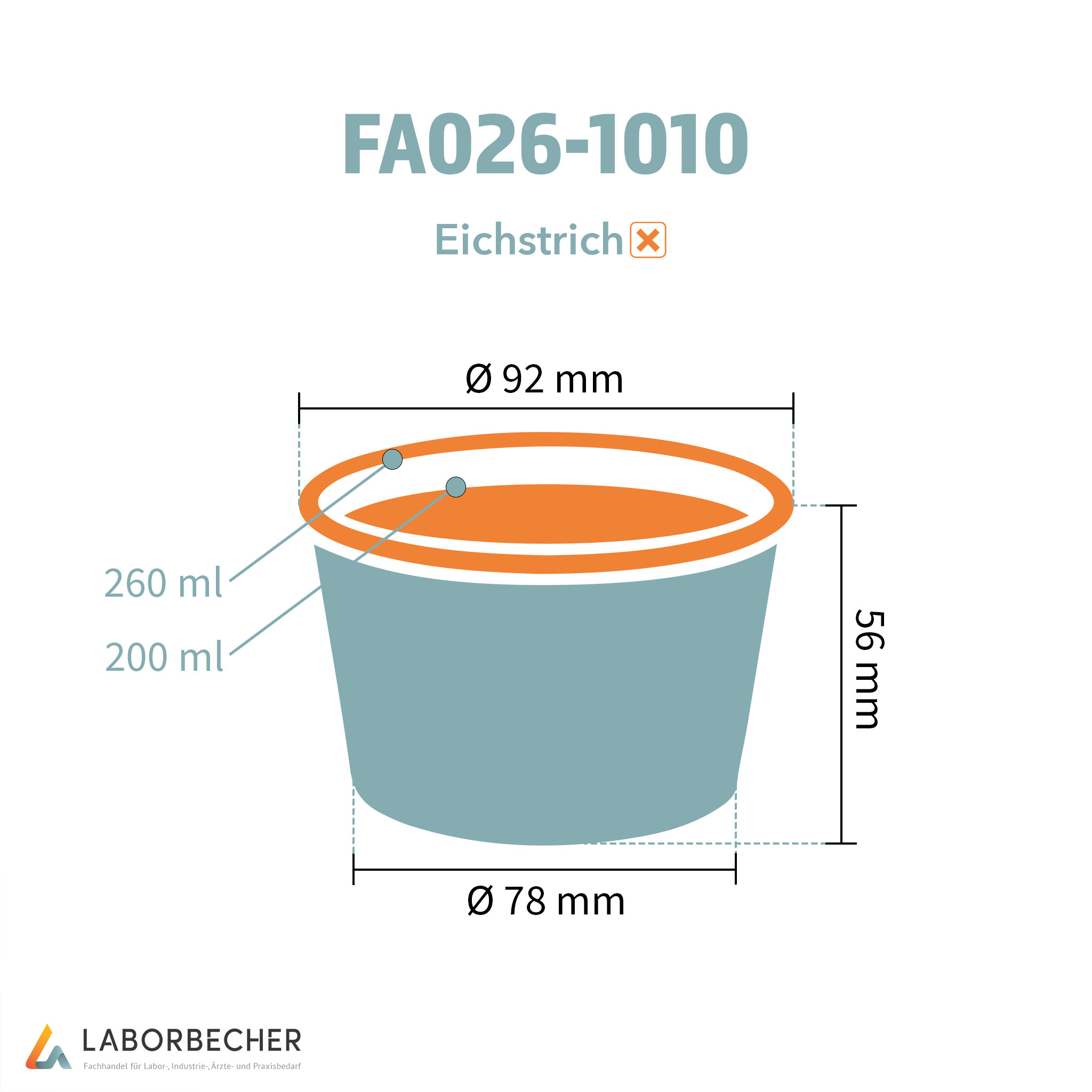 Hartpapierbecher 260 ml max., Ø 92 x H 56 mm, 200 ml, PAP/PE-beschichtet, weiß - 1200 Stück