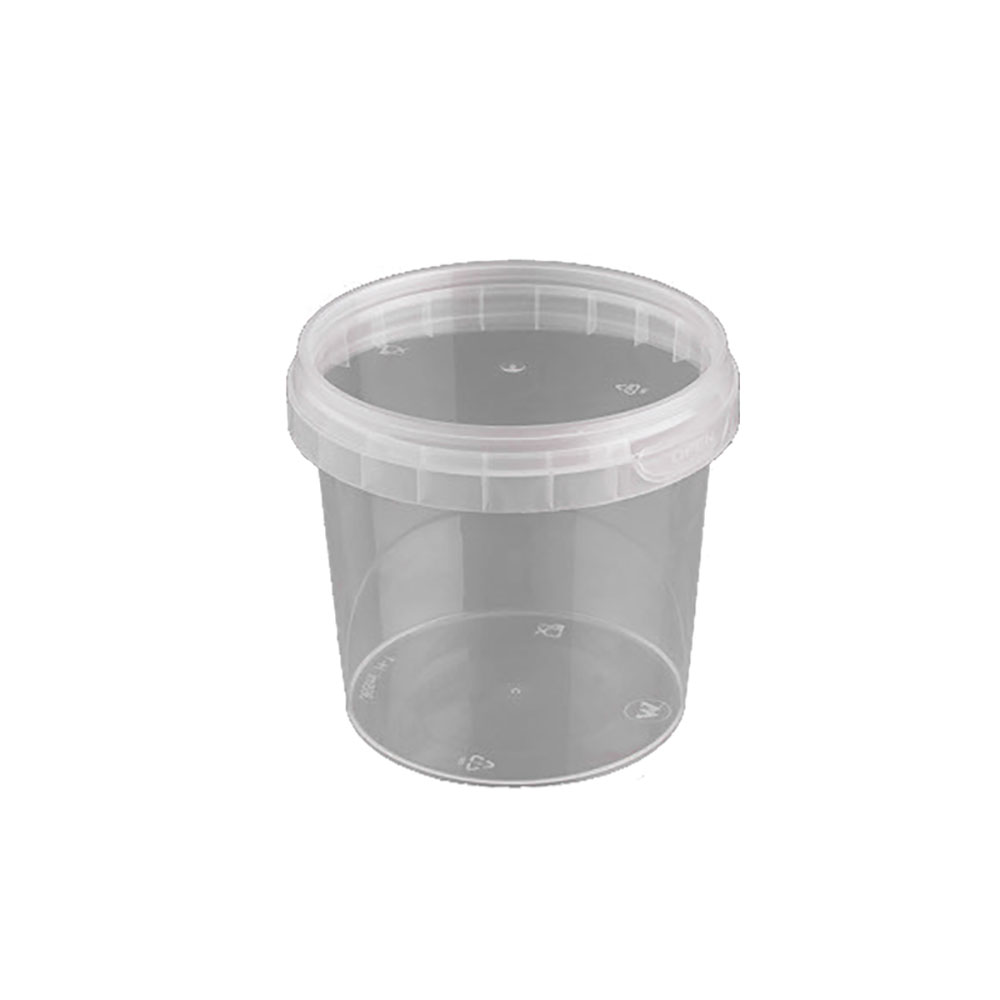 Behälter 365 ml, Ø95x85mm, PP, mit Deckel, Originalitätsverschluss, klar - 456 Stück