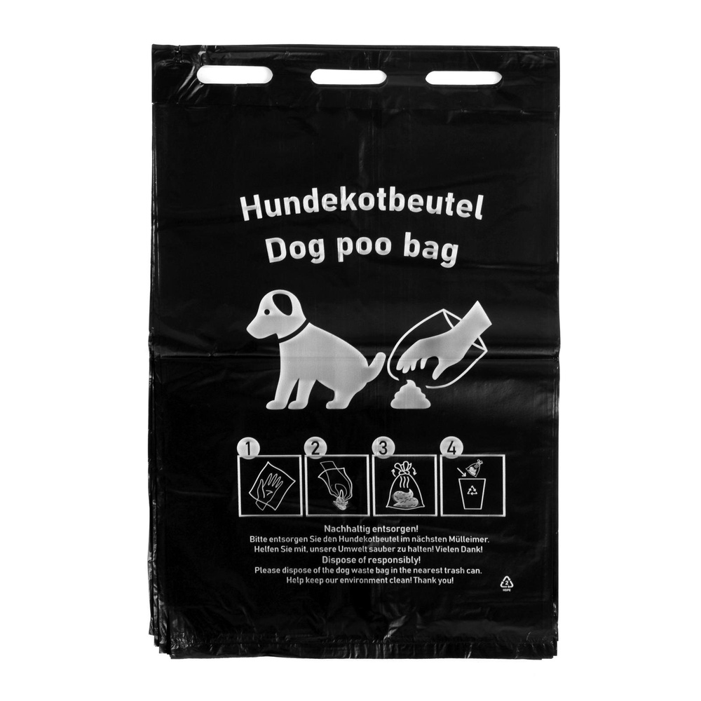 HDPE Hundekotbeutel, schwarz, mit weißem Druck - 2000 Stück
