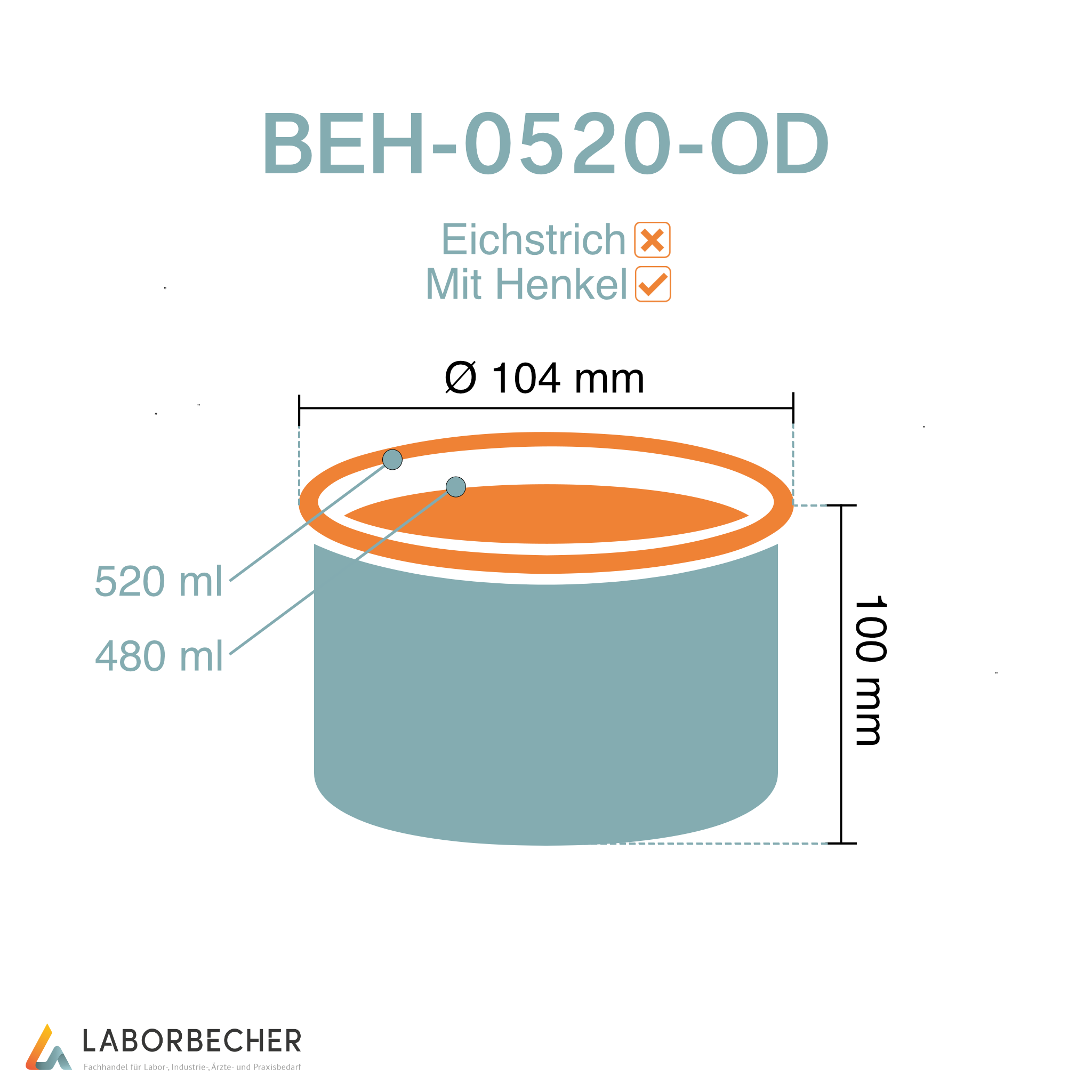 Behälter 520 ml max., Ø  104 x H 100 mm, PP, rund, Henkel, klar - 50 Stück
