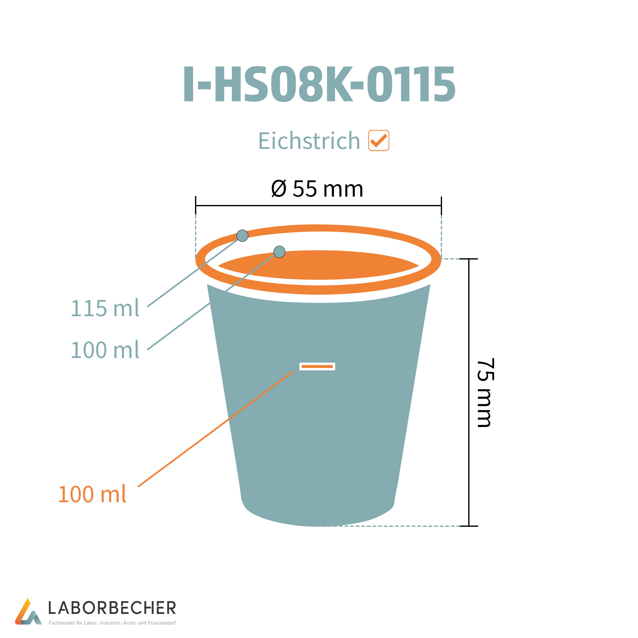 Becher 115, Ø55 x 75, PP, klar - 1400 Stück