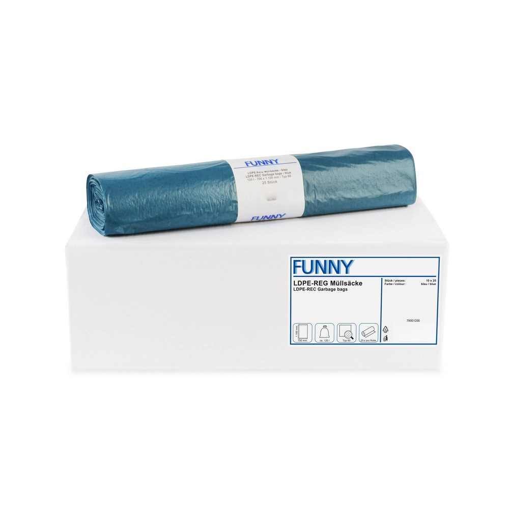 LDPE-Regenerat Müllsäcke, blau - 10 Rollen