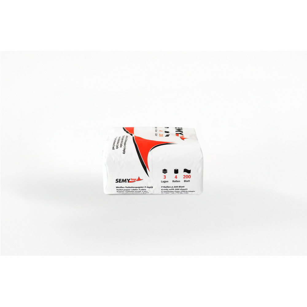 Toilettenpapier 3-lagig, 200 Blatt, Zellstoff - 64 Rollen