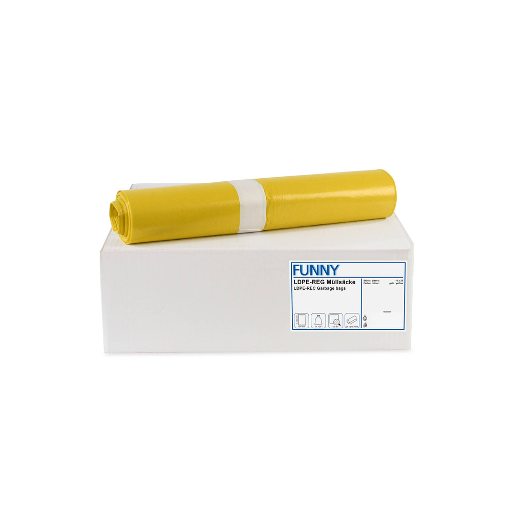 LDPE-Regenerat Müllsäcke, gelb, - 10 Rollen