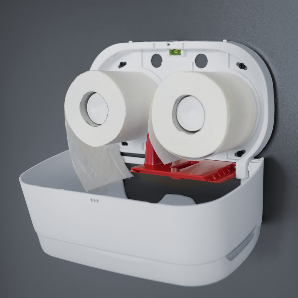 Toilettenpapierspender, für 2 Rollen, weiß matt, Kunststoff - 1 Stück