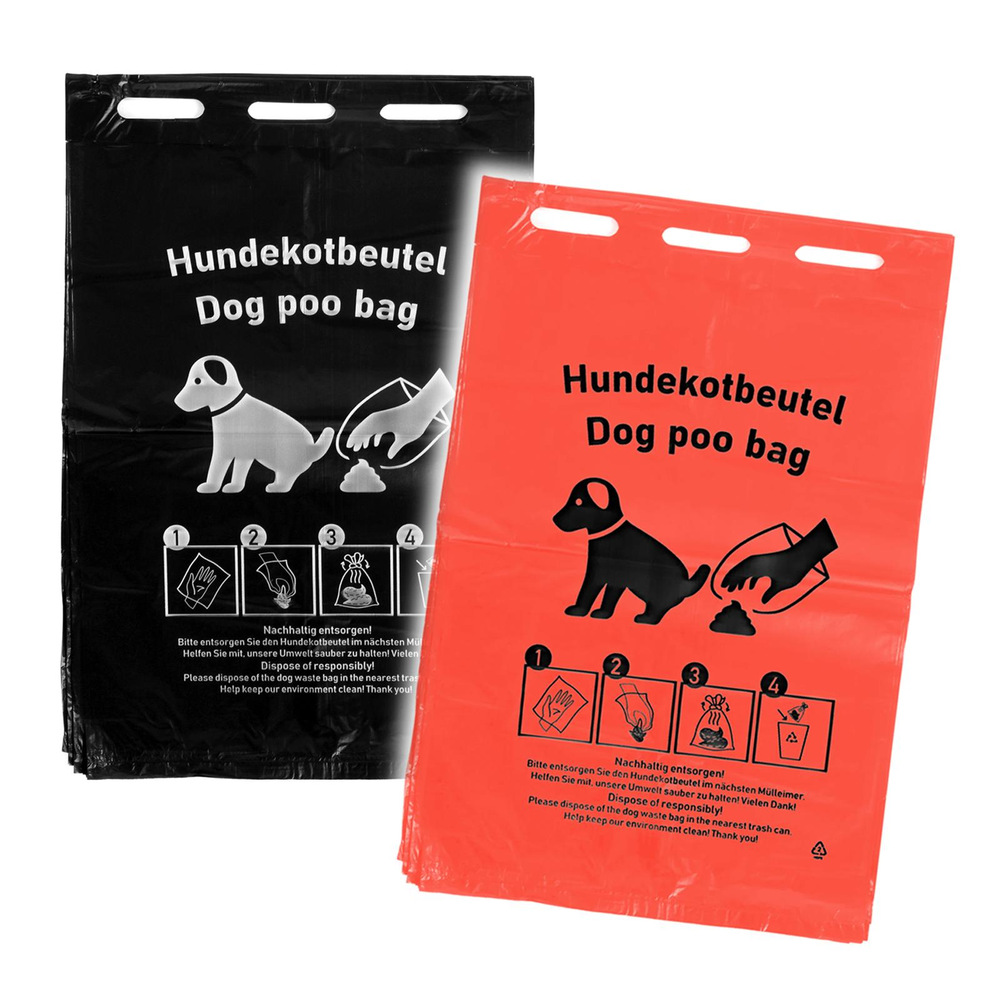 HDPE Hundekotbeutel, schwarz, mit weißem Druck - 2000 Stück