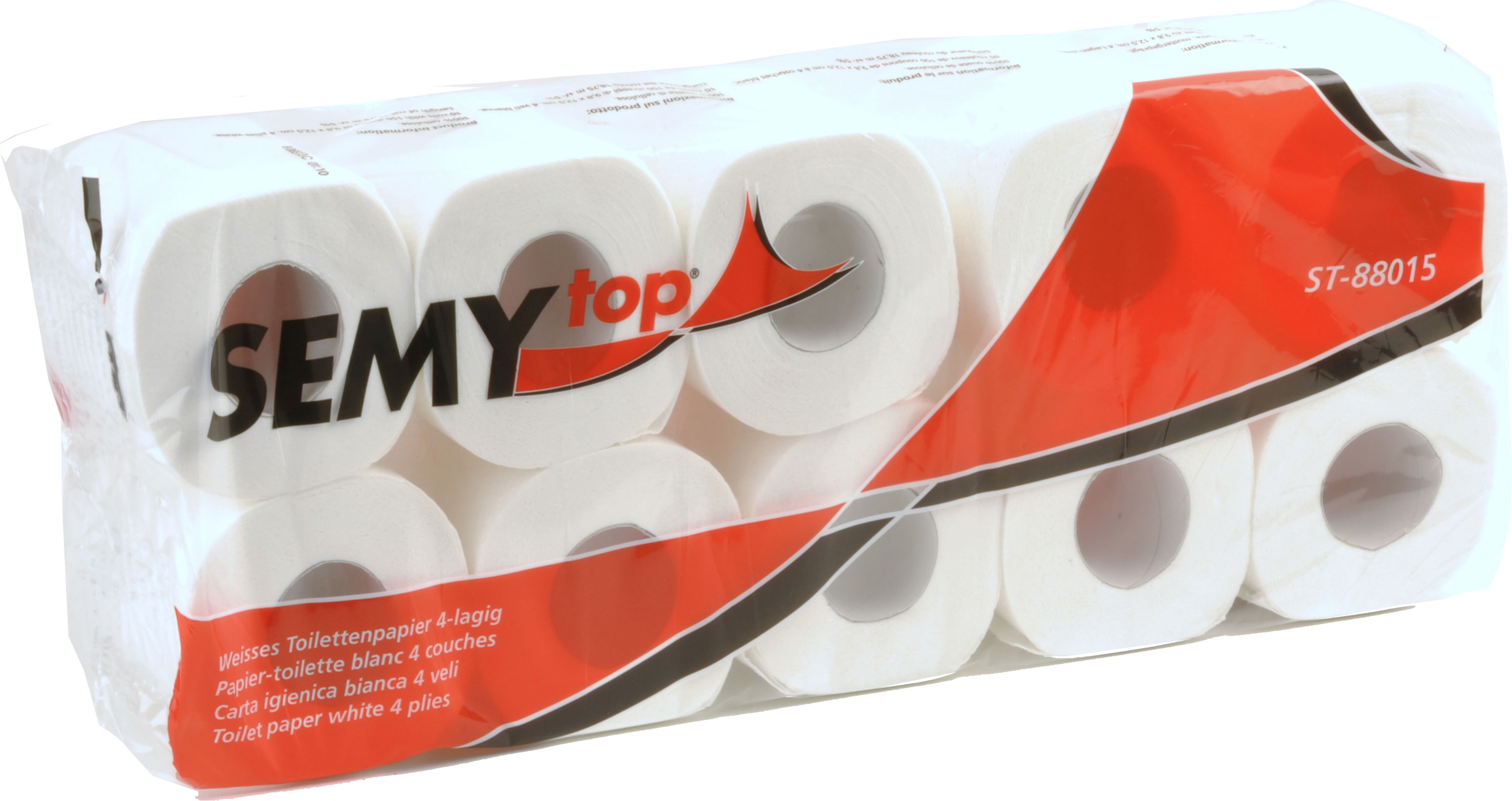 Toilettenpapier 4-lagig, 9,8x11,5 cm, hochweiß, 150 Blatt (8x10 Rollen)