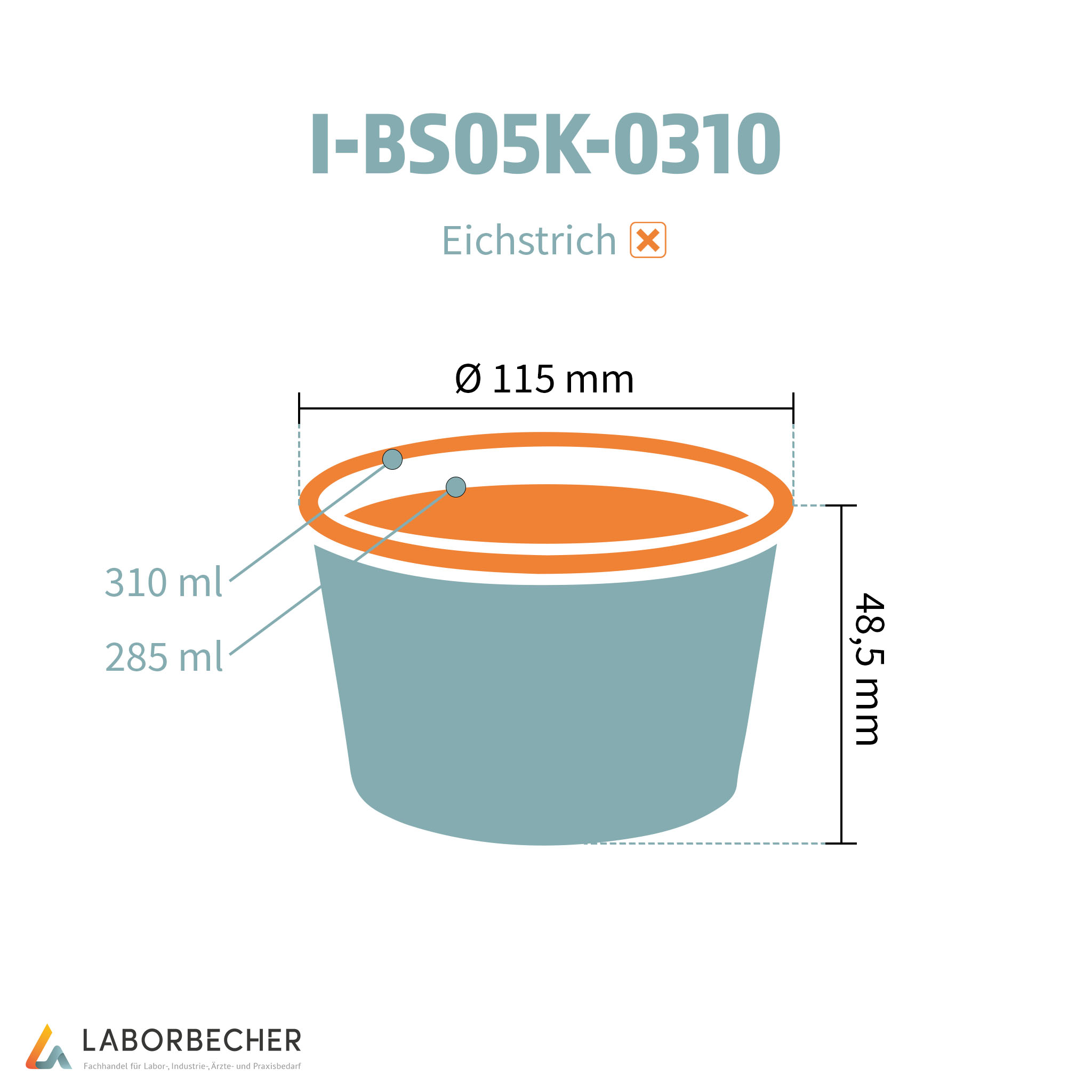 Becher 310 ml max., Ø 115 x H 48,5 mm, PP, klar - 500 Stück
