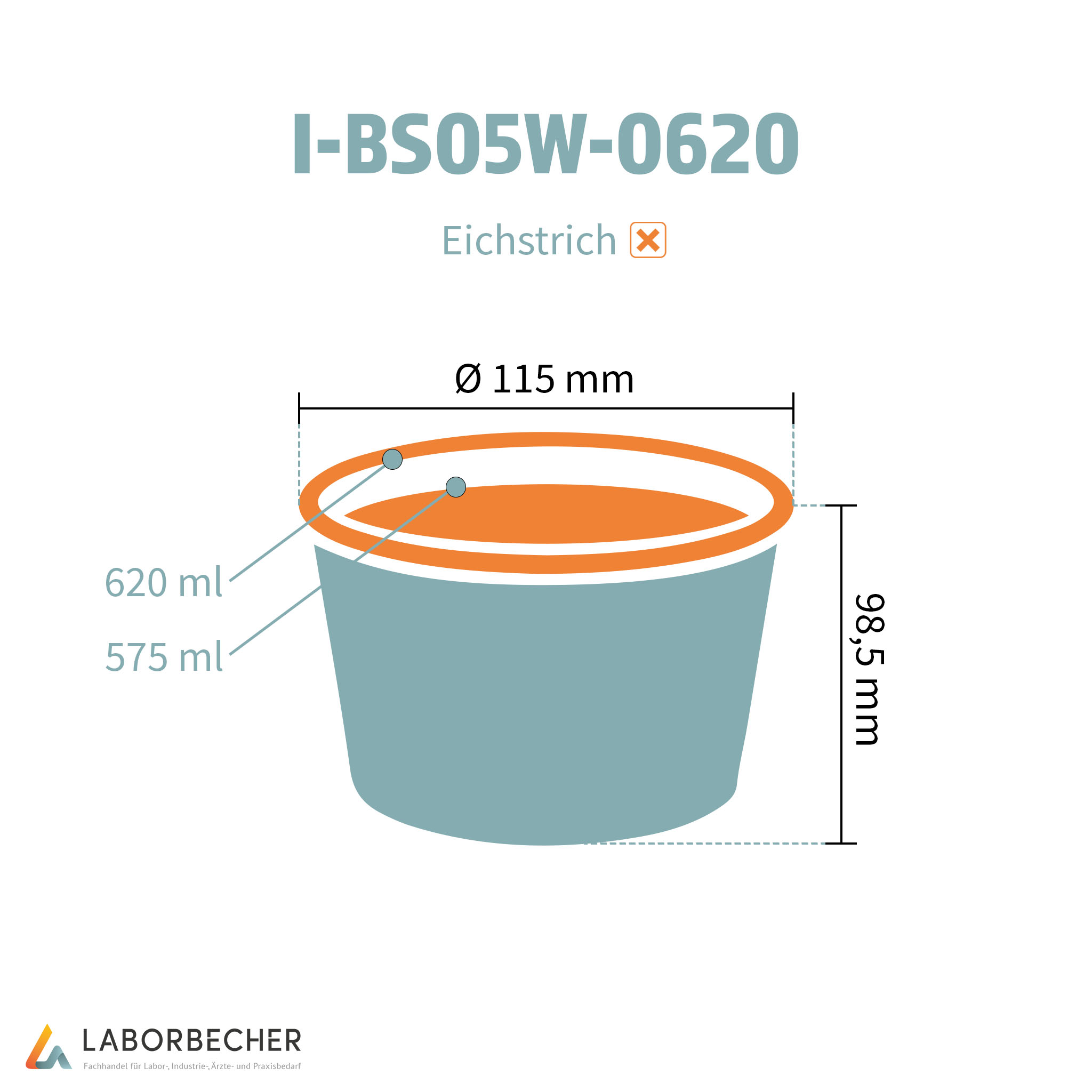 Becher 620 ml max., Ø 115 x H 98,5 mm, PP, weiß - 600 Stück