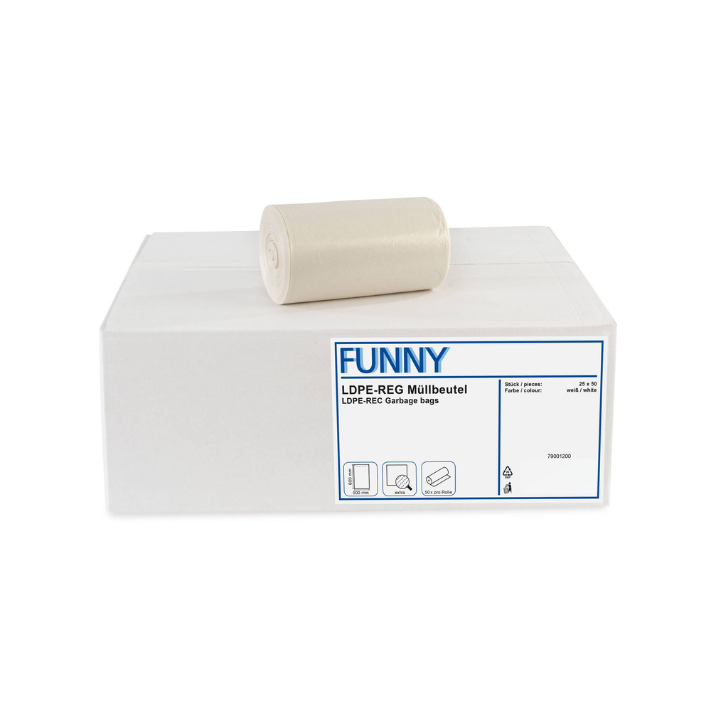 LDPE-Regenerat Müllbeutel, weiß extra, - 25 Rollen