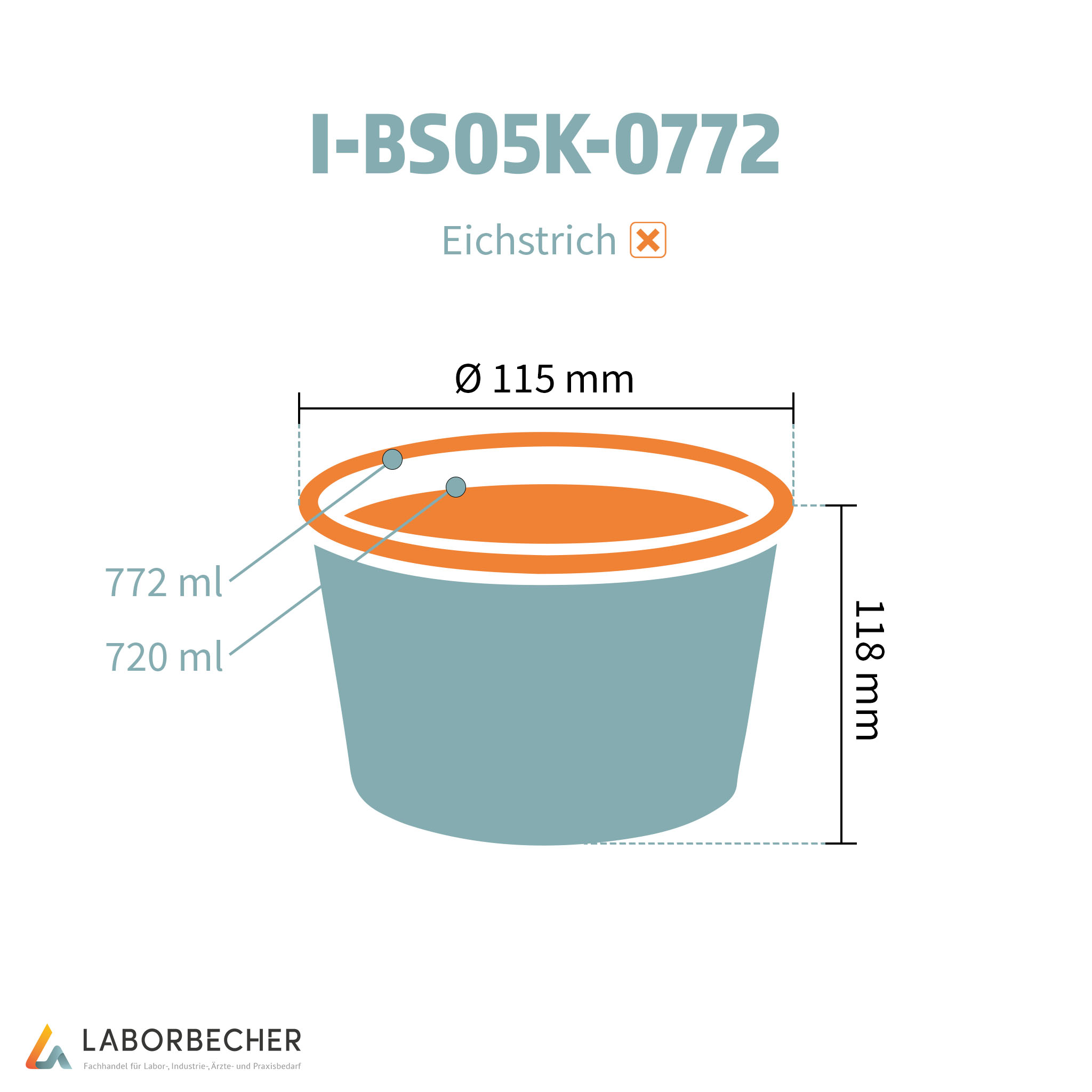 Becher 772 ml max., Ø 115 x H 118 mm, PP, klar - 500 Stück
