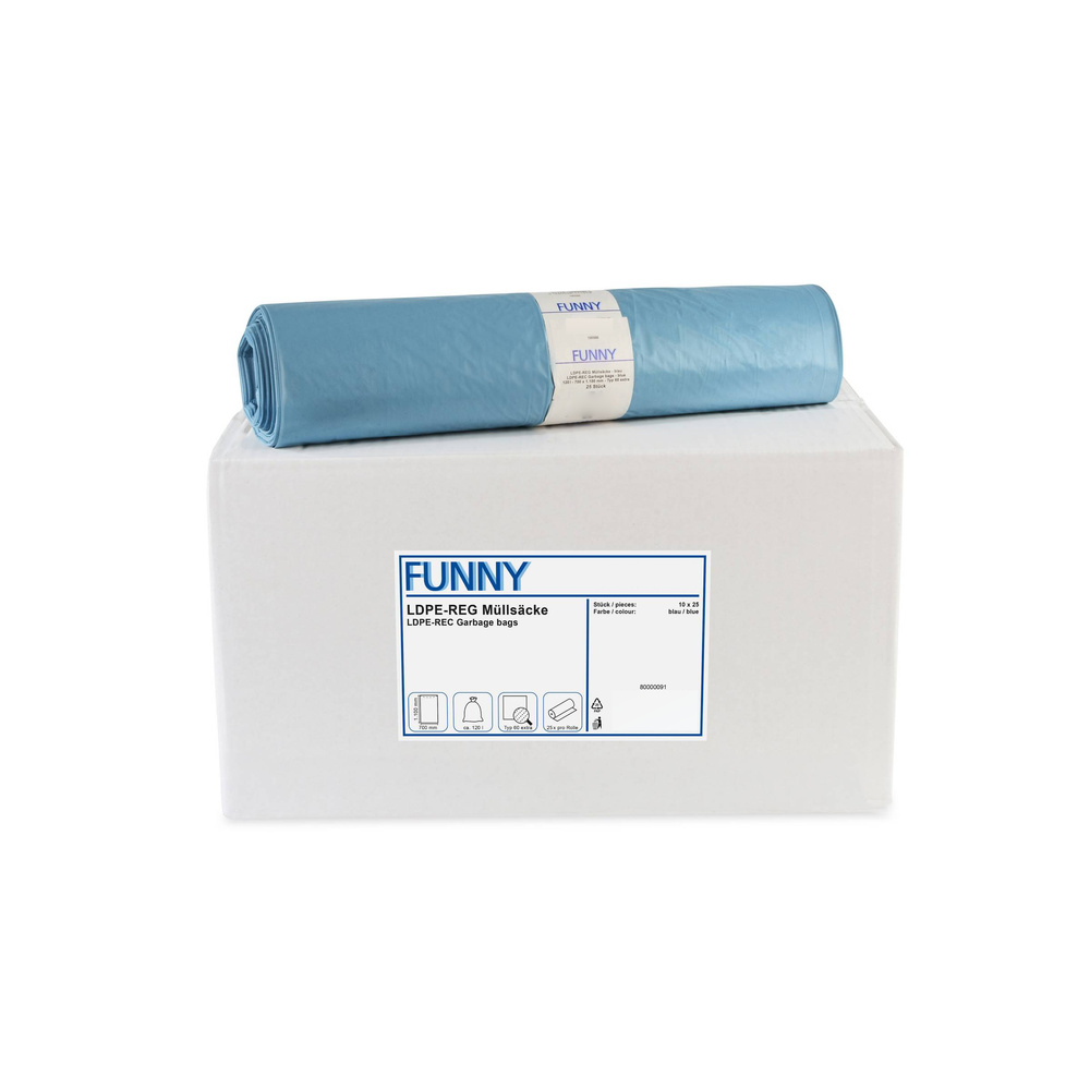 LDPE-Regenerat Müllsäcke, blau - 10 Rollen